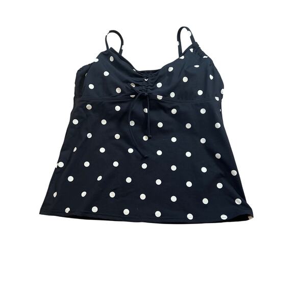 Lands End Tankini Top Size 8 Black White Polka Dot Print Swimsuit Underwire - Picture 1 of 5